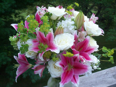 summer bridal bouquet of Oriental lilies