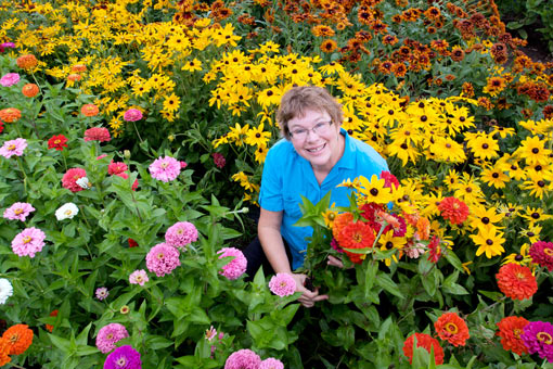 Renee in her Flower Farm